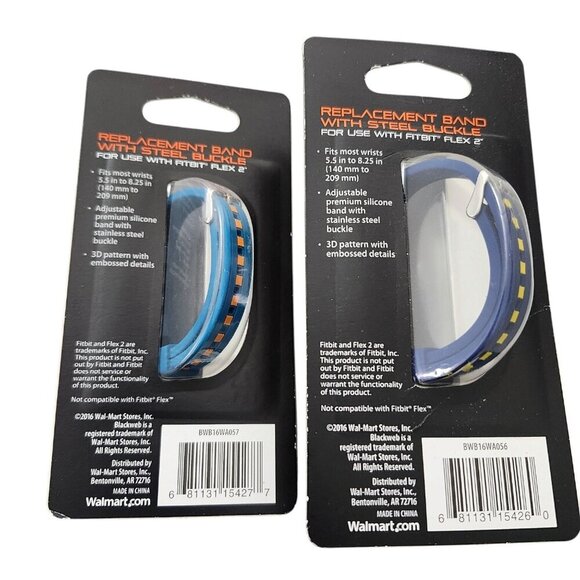 🪻BOGO🪻 2 Blackweb Replacement‎ Bands with Steel Buckles for Fitbit Flex 2 - Picture 4 of 9